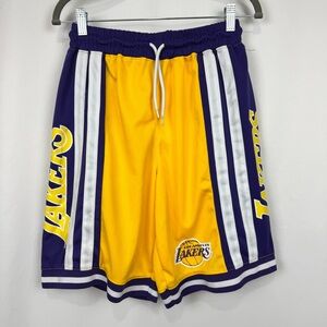 NBA Los Angeles Lakers Basketball Shorts 10” Athletic Purple & Yellow Mens Sz S